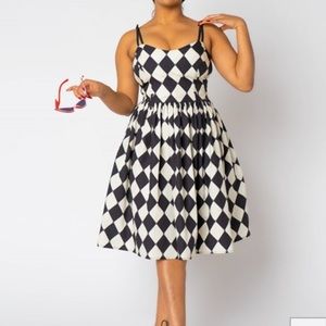 Collectif Jade Diner Diamond Swing Dress - UK size 18 (fits like US 14ish/XL)